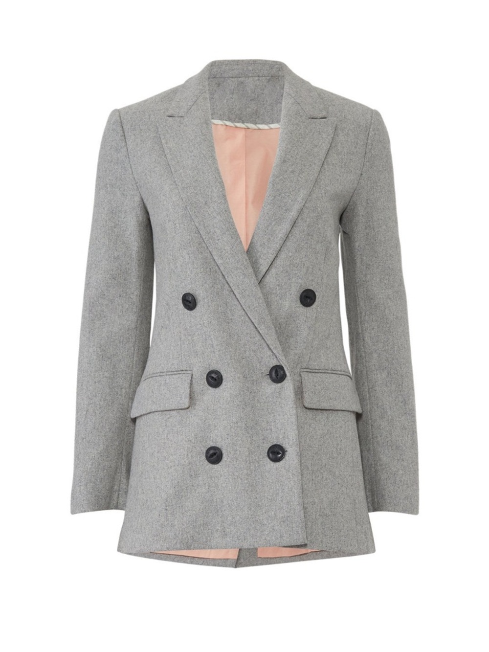rag & bone Ellie Double-Breasted Work Grey Wool-Blend Blazer Size 4 Small